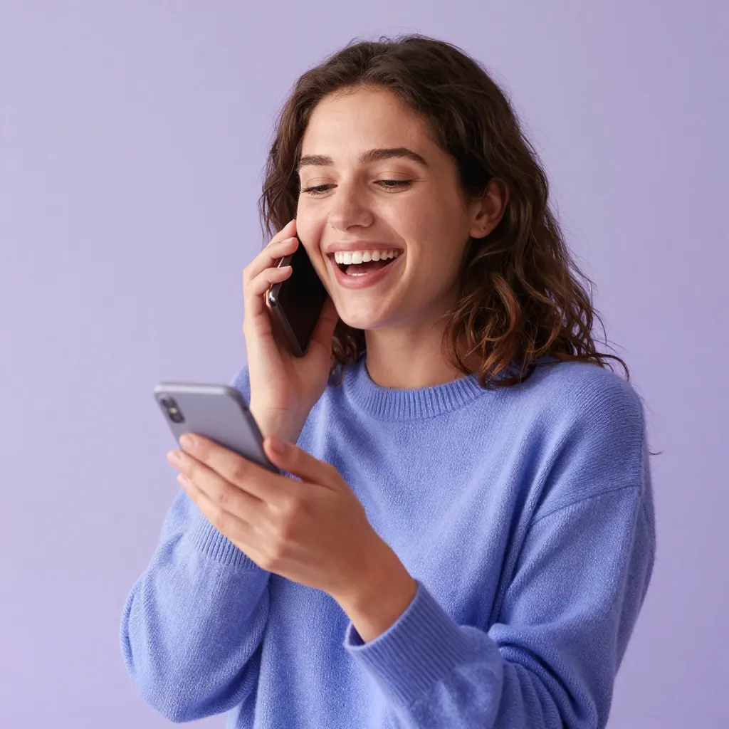 A person picking up a FocusCall reminder and smiling